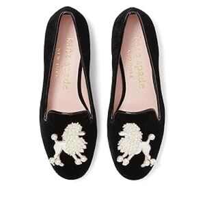 kate spade Black Velvet Loafers with Pearl Poodle Motif